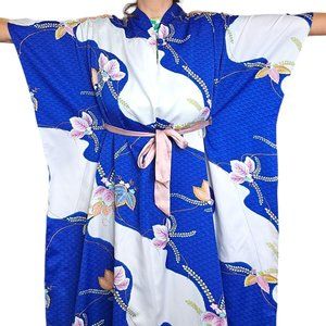 Vintage 60s Waltah Clarke’s M Hawaiian‎ Asian Inspired Floral Muumuu Maxi Dress